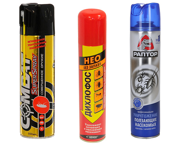 Aerosol pomeni - boj proti SupersPray, Dichlophos Neo in Raptor iz plazilskih žuželk.