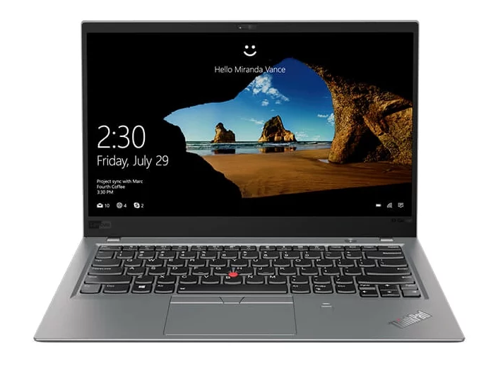 Modèle Lenovo THINKPAD X1 Carbon Ultrabook (6e génération) (Intel Core i5 8250U 1600 MHz / 14" / 1920x1080 / 8Gb / 256Gb SSD / DVD no / Intel UHD Graphics 620 / Wi-Fi / Bluetooth / Windows 10 Pro)