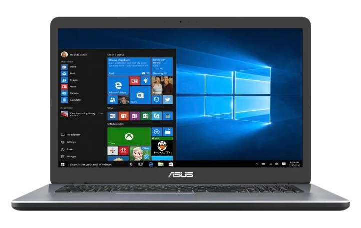 Chinois ASUS Vivobook 17 X705MA (Intel Pentium N5000 1100 MHz / 17.3" / 1600x900 / 4GB / 1000GB HDD / DVD no / Intel UHD Graphics 605 / Wi-Fi / Bluetooth / Windows 10 Home)